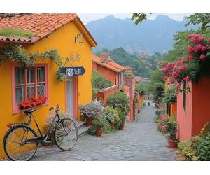 5D Diamond Painting Vue Sur La Rue, Kit Peinture Diamant Adulte, La Ville Diamond Painting Broderie Complet Art du Diamant Point De Croix Cristal Kit, Cadeau Femme Débutants Decor 35x45cm T0U-689