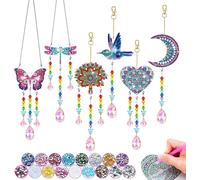 5d Diamond Peinture Carillons Éoliens,6 Pièces Diy Diamond Painting Dreamcatcher,Enfant Cadeau Anniversaire Pour Décoration De Fenêtre Décoration De Jardin Artisanat