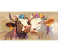 5D DIY Bovins Des Hautes Terres Diamond Painting Grande Taille, Diamond Painting Adulte Animal, Peinture Diamant Paintings Numero Adulte Broderie Point de Croix Strass Décoration Maison 70x140cm J0K43