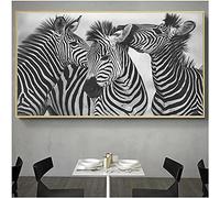 5D DIY Broderie Diamant Kit Grande Taille, Zèbre noir et blanc Adulte DIY large Peinture Diamant Foret Complet Kits Broderie Point De Croix Artisanat pour La Décor Murale 40x80cm Square Drill