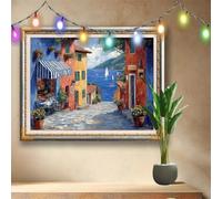 5D DIY Campagne Diamond Painting Kit Complet,Voilier Peinture Diamant Adulte Grand (120x90cm),Broderie Diamant Kit Complet,Artisanat Strass Point de Croix pour Décoration Intérieur Enfants 58F-4028