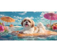 5D DIY Chien Diamond Painting Grande Taille, Diamond Painting Adulte Fleur, Peinture Diamant Paintings Numero Adulte Broderie au Point de Croix Strass Tableau Décoration de la Maison 25x50cm J0K-52