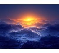 5D DIY Coucher de soleil vagues Kits de Peinture Diamant, Diamond Painting pour Adulte Débutants, Diamond Art Kits Strass Point de Croix Cristal Painting pour Maison Décor Cadeaux 30x40 cm H-915