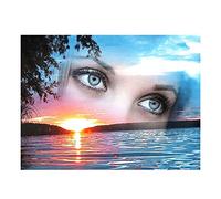 5D Diy Diamant Painting Peinture Kit Complet, Peinture Broderie Plein Rond Diamant Peinture Visage Femme Strass 5D Broderie Paysage Mer Fait À La Main Décor À La Maison Point De Croix Bricol