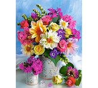 5D DIY Diamant Peinture Broderie Plein Diamond Painting Beau bouquet de fleurs Point De Croix par Numéro Strass Enfants Adultes Peinture De Diamant pour Maison Salon Décoration Mural Mosaïque 50x70cm