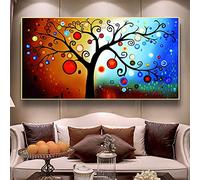 5D DIY Diamant Peinture Kit,Arbre de fortune Carré/rond Bricolage Strass Diamond Painting Broderie Point De Croix Diamant Arts Craft pour Home Décoration Murale Cadeau d'image de mosaïque 30x70cm