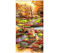 5D DIY Diamant Peinture Kit,Chalet de jardin Carré/rond Bricolage Strass Diamond Painting Broderie Point De Croix Diamant Arts Craft pour Home Décoration Murale Cadeau d'image de mosaïque 30x70cm