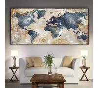 5D DIY Diamant Peinture Kits Carte du monde rétro Grande Forage Complet Diamond Painting Kits Point de Croix Strass Diamant Broderie Arts Craft Salon Chambre Décoration Mural Square Drill 80x220cm