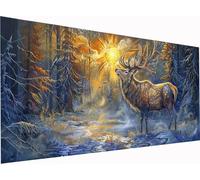 5D DIY Diamond Painting Adulte Cerf, Diamond Painting Adulte Grand Format 140x70cm, Arbre Peinture Diamant Loisirs Créatifs Adultes, Diamant Strass Kit pour Décoration Murale Maison Cadeau 3-7080