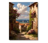 5D DIY Diamond Painting Adulte Kit Complet Paysage Diamant, Diamond Painting Lmages Petite Ville, Diamant Peinture Adultes, Cristal Débutant Art Set pour Décoration Murale Maison 40x50cm BJHF765