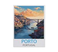5D DIY Diamond Painting,Affiche de voyage vintage de Porto Portugal,Kit de point de croix avec strass en cristal, Artisanat en mosa?que pour la décoration de la maison(40 x 50 cm)-AH62