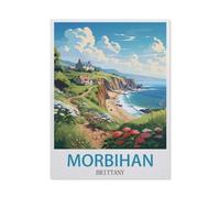 5D DIY Diamond Painting，Affiche de voyage vintage Morbihan Bretagne，Kit de point de croix avec strass en cristal, Artisanat en mosa?que pour la décoration de la maison（50 x 60 cm）-BS64