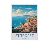 5D DIY Diamond Painting，Affiche de voyage vintage Saint-Tropez France Paysage，Kit de point de croix avec strass en cristal, Artisanat en mosa?que pour la décoration de la maison（50 x 60 cm）-AG33