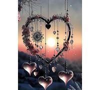 5D DIY Diamond Painting Attrape-Rêves, Peinture Diamant Complet Adulte Enfants, Kit DIY Attrape-rêves d'amour avec Strass pour Décoration Murale,capteur de rêves ornement diamond painting (30x40cm)