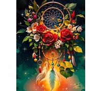 5D DIY Diamond Painting Attrape-Rêves, Peinture Diamant Complet Adulte Enfants, Kit DIY Capteur de Rêves avec Strass pour Décoration Murale, capteur de rêves ornement diamond painting (30x40cm)