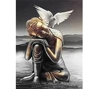 5D DIY Diamond Painting Complet Grande Taille Bouddha Colombe Blanche 60x80cm Diamant Point De Croix Kit Enfants et Adultes Peinture par Numéros Kits, Toile Strass Broderie Décoration De La Maison