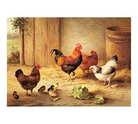5D DIY Diamond Painting Complète Foret Point De Croix Kit Round Drill Coq Poule Poussin 30x40cm Diamant Peinture Kits pour Adultes Strass Broderie Diamant Art Craft pour Décoration Murale Maison