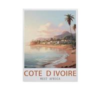5D DIY Diamond Painting，Côte d'Ivoire Afrique de l'Ouest，Kit de point de croix avec strass en cristal, Artisanat en mosa?que pour la décoration de la maison(50 x 60 cm/19.68 x 23.62 pouces)-BA64