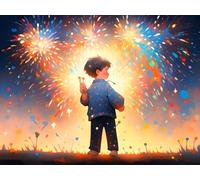 5D DIY Diamond Painting Feu d'Artifice Garçon Peinture Diamant Adulte, Diamond Painting Enfant, Tableau Strass Diamant Broderie Diamant Kit Complet, Pour Murale Décoration, Cadeau Femme 30x20cm t-5172