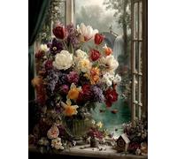 5D DIY Diamond Painting Fleur, Diamond Painting Adulte Voir, DIY Peinture Diamant Kits, 5D Diamant Point de Croix, Activité Manuelle Adulte Kits, pour Decoration Murale Maison, Cadeau, 40x50cm 9-3307