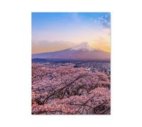 5D Diy Diamond Painting，Fleurs de cerisier au mont Fuji et la pagode Chureito au coucher du soleil, Japon，Cross Stitch Full Diamond Embroidery Mosaic Pattern Beaded Embroidery（50 x 60 cm）-H87