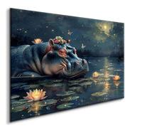 5D DIY Diamond Painting Hippopotame Peinture Broderie Lotus Diamant Painting Kit Complet, Diamant Art Strass Point de Croix Cristal Art Paintings kit pour Decoration Maison, Cadeau Femme, 90x120CM