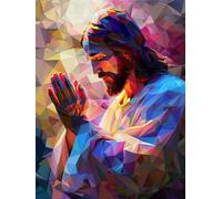 5D DIY Diamond Painting Jesus, Diamond Art Religion, Round Full Drill & Crafts Cross Stitch Paint by Number Kit for Home Wall Decor Decoration Gift -40 * 50cm