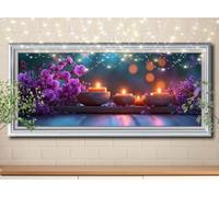 5D DIY Diamond Painting Kit,Bougie,Fleur Peinture Diamant Adulte grand (30x80cm),Bricolage Mosaïque Broderie Point de Croix Painting Diamant Kit, Peinture Diamant Enfant pour Maison Décor 58Y-4353