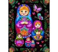 5D DIY Diamond Painting Kit complet, poupées russes Matriochka peinture diamant, broderie strass point de croix art artisanat diamant peinture avec numéros pour adultes enfants décoration murale