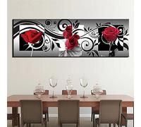 5D DIY Diamond Painting Kit Complet Rose rouge noir et blanc 30x90cm round drill Grande Taille Plein Foret Diamant Peinture Kits Strass Diamant Broderie Point de Croix Toile Arts Salon Décor Mural