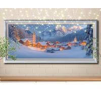 5D DIY Diamond Painting Kit,Église,Paysage enneigé Peinture Diamant Adulte grand (80x200cm),Mosaïque Broderie Point de Croix Painting Diamant Kit, Peinture Diamant Enfant pour Maison Décor 58Y-4003