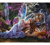 5D DIY Diamond Painting Kit Fée Papillon Tigre Broderie Diamant Complets Cristal Strass par numéro Point De Croix Grande Toile Art pour Maison Salon Chambre Bureau Décor Cadeau Square Drill,40x60cm