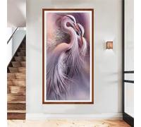 5D DIY Diamond Painting Kit,Grue couronnée rouge Peinture Diamant Adultes Arts Craft Carré Puzzle Diamant Painting,Grand Format Broderie Diamant Kit Complet,pour Noel Home Murale Decor 35x70cm YG-3042