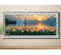 5D DIY Diamond Painting Kit,Tulipe,Voilier Peinture Diamant Adulte grand (30x80cm),Bricolage Mosaïque Broderie Point de Croix Painting Diamant Kit,Peinture Diamant Enfant pour Maison Décor 58Y-7113