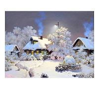 5D Diy Diamond Painting Kits For Adults Paysage De Paysage De Neige De Cabane D'Hiver Customized Diamond Painting Own Design Picture Home Wall Decoration And Relaxation 40X50Cm Sans Cadre