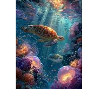 5D DIY Diamond Painting Tortue, Diamond Painting Adulte OcéAn, DIY Peinture Diamant Kits, 5D Diamant Point de Croix, Activité Manuelle Adulte Kits, pour Decoration Murale Maison, Cadeau 40x50cm 0-8186