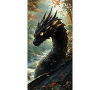 5D DIY Dragon de la forêt Kits de Peinture Diamant, Grand Diamond Painting pour Adulte, Diamond Art Kits Strass Point de Croix Cristal Painting pour Maison Décor Cadeaux 30x40 cm 100x200 cm z-645