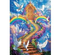 5D DIY Échelle de pigeon blanc Kits de Peinture Diamant, Diamond Painting pour Adulte Débutants, Diamond Art Kits Strass Point de Croix Cristal Painting pour Maison Décor Cadeaux 70x90 cm H-11