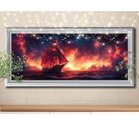 5D DIY Feux d'artifice,Voilier Diamond Painting,Peinture Diamant Kit,Painting Diamond Artisanat Cristal Strass Point de Croix pour Enfants,Tableau Diamant Adulte pour Murale Décor 30x80cm 58Y-6783