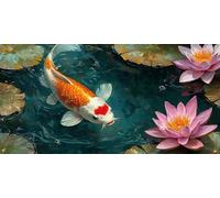 5D DIY Fleurs De Lotus Diamond Painting Grande Taille, Diamond Painting Adulte Carpe, Peinture Diamant Paintings Numero Adulte Broderie au Point de Croix Strass Décoration de la Maison 25x50cm J0K-16