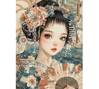 5D DIY GeishaPeinture Diamant, Beau Diamond Painting pour Adulte Débutants, Diamant Kit Complet, Diamond Art Kits Strass Point de Croix Cristal Painting pour Maison Décor Cadeaux 40x50cm Ja0z-773