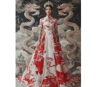 5D DIY GeishaPeinture Diamant, Le Dragon Diamond Painting pour Adulte Débutants, Diamant Kit Complet, Diamond Art Kits Strass Point de Croix Cristal Painting pour Maison Décor Cadeaux 40x50cm Ja0z-776