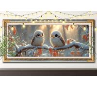 5D DIY Hibou blanc Diamond Painting Kit Complet,Paysage Peinture Diamant Adulte Grand 70x140cm,Broderie Diamant Kit Complet,Artisanat Strass Point de Croix pour Décoration Intérieur,Cadeau 61F-7705