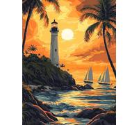 5D DIY La Tour De Guet. Kits de Peinture Diamant, Complète Plage De Sable Diamond Painting pour Adulte Débutants, Cristal Débutant Set Art du Diamant, Décor Peinture Diamant 90x120cm A62S-733