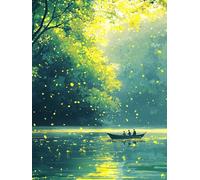 5D DIY Le Bateau Kits de Peinture Diamant, Complète Forêt Diamond Painting pour Adulte Débutants, Cristal Débutant Set Art du Diamant, Décoration Murale Maison Peinture Diamant 90x120cm A62S-182