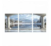 5D DIY Lot de 3 Diamond Painting Hiver Plein Forage Diamant Peinture Adultes Broderie Point De Croix Painting par Numéro Kit Vue sur le lac Diamant Art Kits pour Decoration Murale 20x30cmx3 ZSHS-4112