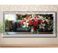 5D DIY Lys,Vase Diamond Painting,Bricolage Peinture Diamant Kit,Painting Diamond Artisanat Cristal Strass Point de Croix pour Enfants,Tableau Diamant Adulte pour Décoration Murale 70x140cm 58Y-7750