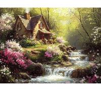 5D DIY Maison de Village Creek Water Kits de Peinture Diamant, Diamond Painting pour Adulte Débutants, Diamond Art Kits Strass Point de Croix Cristal Painting pour Maison Décor Cadeaux 30x40 cm H-919