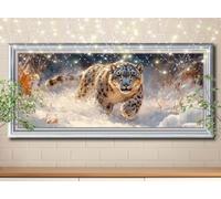 5D DIY Panthère des neiges,Animal Diamond Painting,Peinture Diamant Kit,Painting Diamond Artisanat Cristal Strass Point de Croix Enfants,Tableau Diamant Adulte pour Murale Décor (30x60cm) 59E-6662