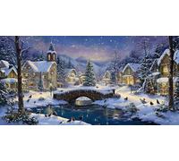 5D DIY Paysage Diamond Painting Grande Taille, Diamond Painting Adulte Le Petit Pont, Peinture Diamant Paintings Numero Adulte Broderie au Point de Croix Strass Décoration de la Maison 25x50cm J0K-127
